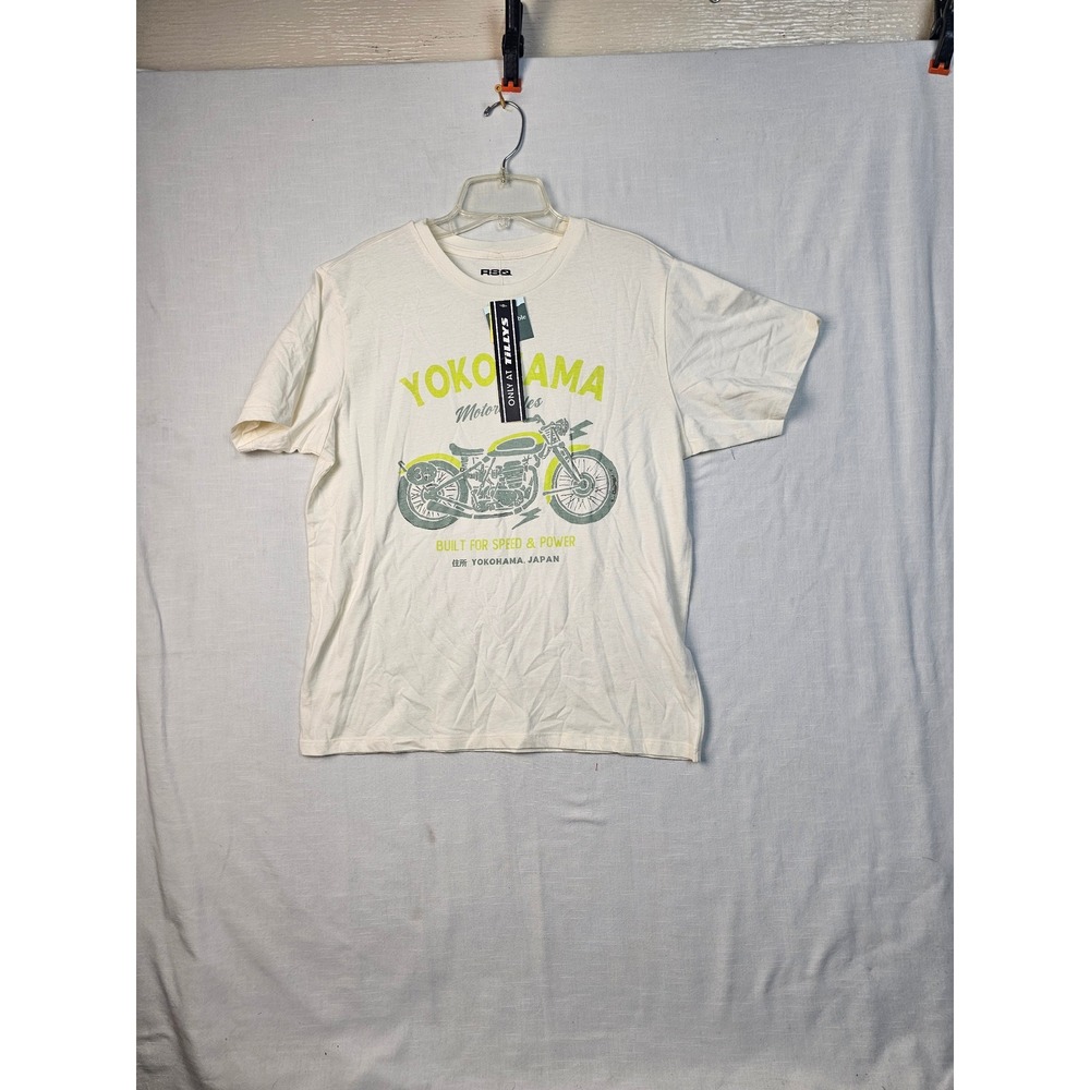 RSQ Mens Yokohama Motorcycles Graphic T-Shirt XL Cream Short Sleeve Tillys